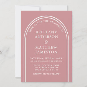 Modern Stylish Arch Wedding Rose Gold Invitation