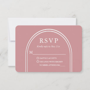 Modern Stylish Arch Wedding Rose Gold RSVP Card