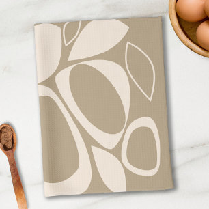 Modern Stylish Beige Cream Abstract Pattern Kitchen Towel