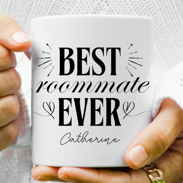 Modern Stylish Best Roommate Ever Personalized Two-Tone Coffee Mug (Creator Uploaded)