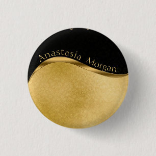 Modern Stylish, Black and Gold 1 Inch Round Button