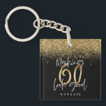 Modern stylish black and gold glitter 60 birthday keychain<br><div class="desc">Modern black and gold effect glitter 60th birthday gift. Part of a elegant stylish collection.</div>