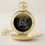 Modern stylish black and gold glitter 60 birthday pocket watch<br><div class="desc">Modern black and gold effect glitter 60th birthday gift. Part of a elegant stylish collection.</div>