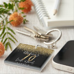 Modern stylish black and gold glitter 70 birthday keychain<br><div class="desc">Modern black and gold effect glitter 70th birthday gift. Part of a elegant stylish collection.</div>