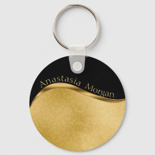 Modern Stylish, Black and Gold Keychain
