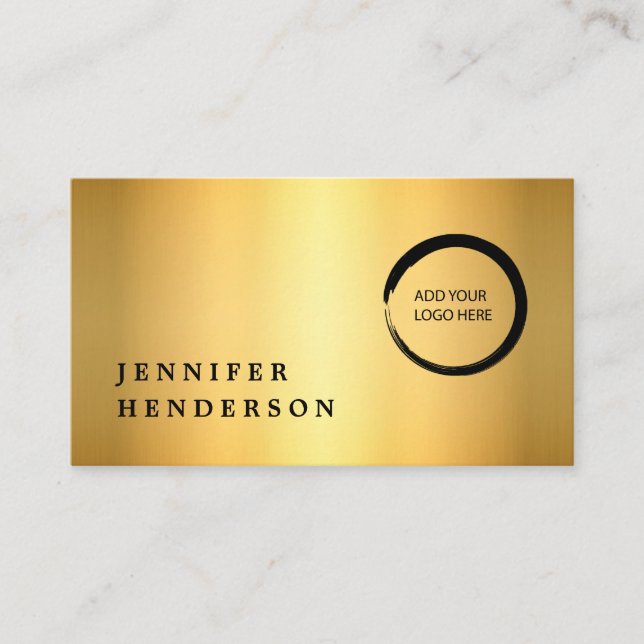 Modern stylish black and gold logo professional business card (Front)