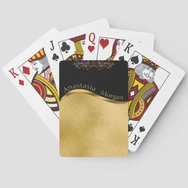 Modern Stylish, Black and Gold  Playing Cards (Back)
