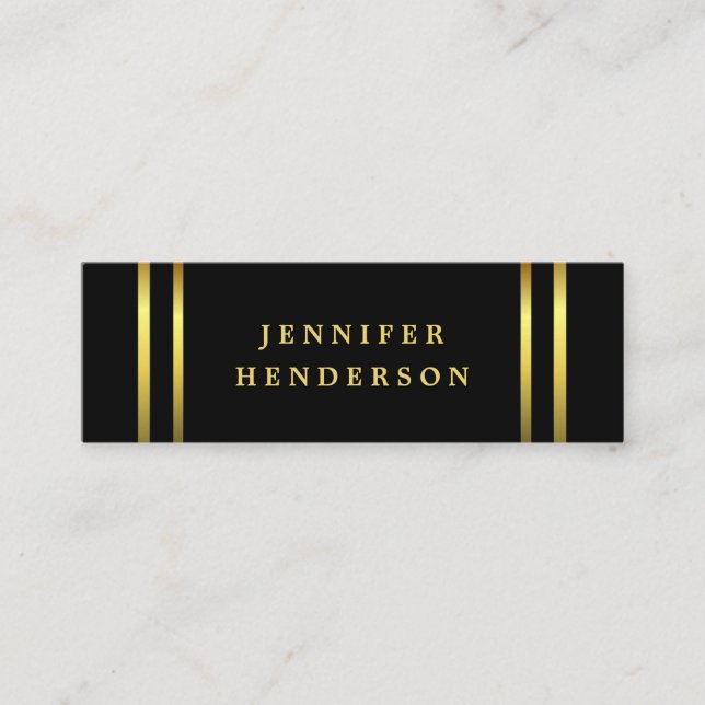 Modern stylish black and gold professional mini business card (Front)