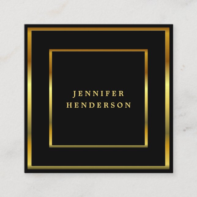 Modern stylish black and gold professional square  square business card (Front)