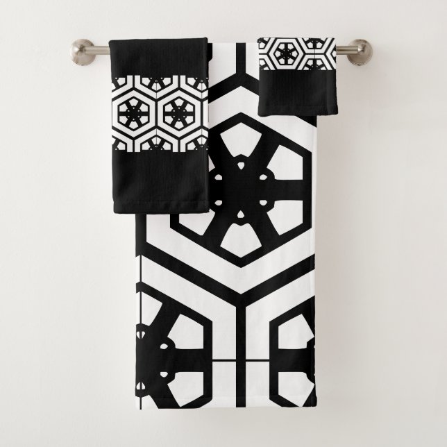 Modern stylish Black and white bathroom Bath Towel Set (Insitu)