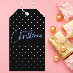 Modern Stylish Black and White Christmas Script Gift Tags