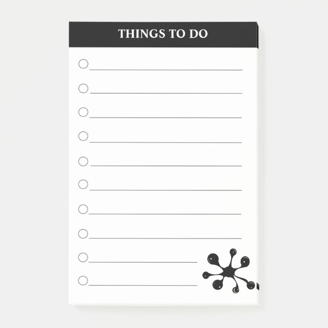 Modern stylish black and white lined Things To Do Post-it Notes (Front)