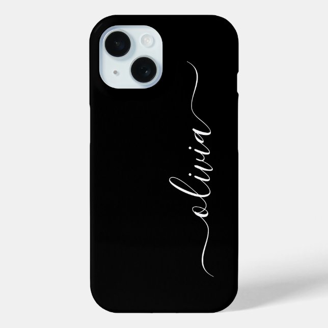 Modern Stylish Black and White Monogram  Case-Mate iPhone Case (Back)
