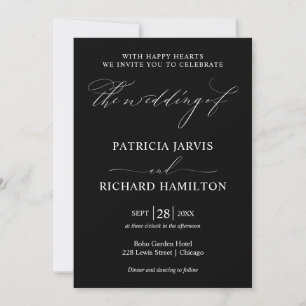 Modern Stylish Black and White Wedding Invitation