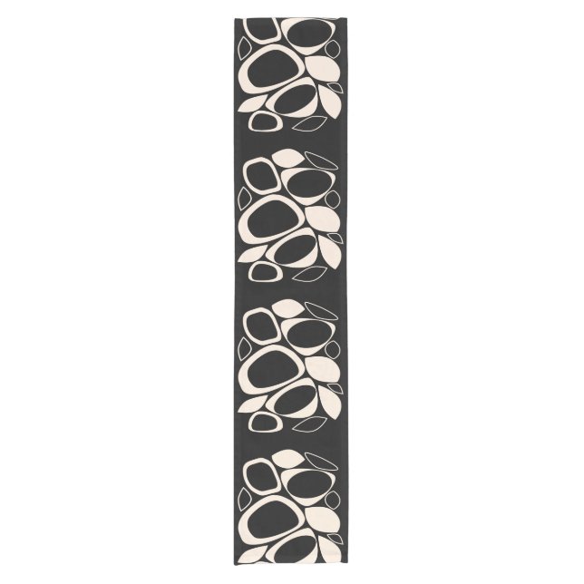 Modern Stylish Black Cream Abstract Pattern Short Table Runner (Front)