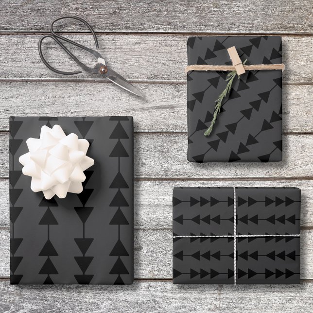 Modern & Stylish Black Hanging Triangles on Smoky Wrapping Paper Sheet (Creator Uploaded)