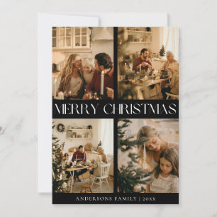 Modern Stylish Black Merry Christmas Holiday Card