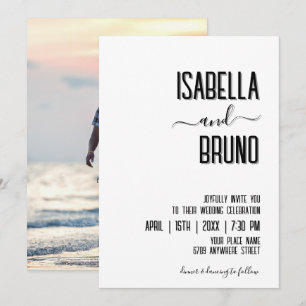 Modern, Stylish Black Personalized Photo Wedding Invitation