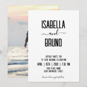 Modern, Stylish Black Personalized Photo Wedding Invitation