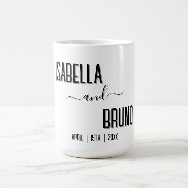 Modern, Stylish Black Personalized Text Wedding Coffee Mug (Center)
