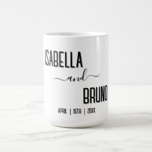 Modern, Stylish Black Personalized Text Wedding Coffee Mug