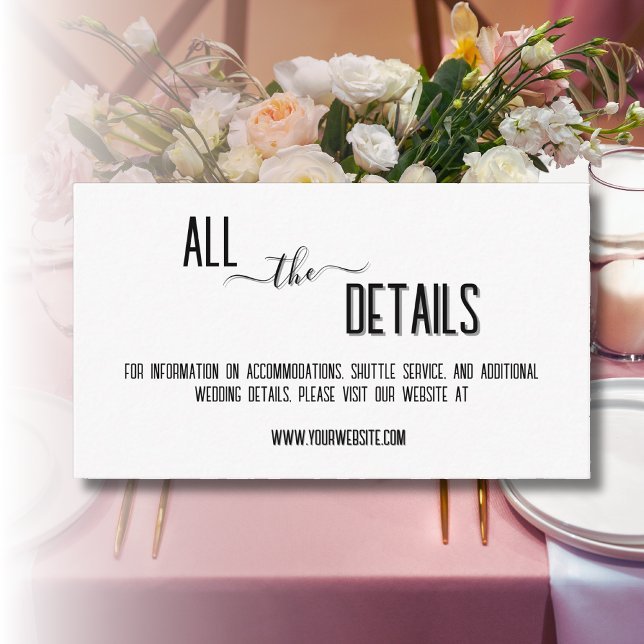 Modern, Stylish Black Personalized Text Wedding Enclosure Card (Creator Uploaded)