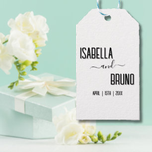 Modern, Stylish Black Personalized Text Wedding Gift Tags
