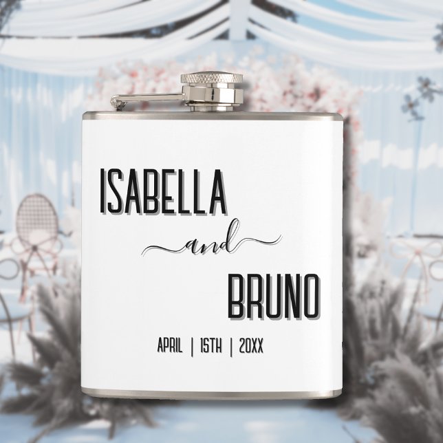 Modern, Stylish Black Personalized Text Wedding Hip Flask (Creator Uploaded)