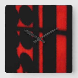 Modern Stylish Black/Red Design Square Wall Clock