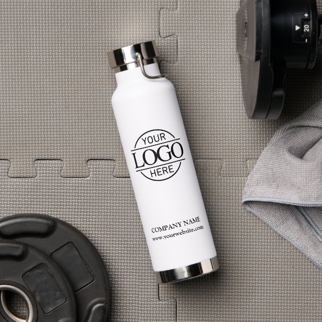 Modern Stylish Black & White Company Business Logo Water Bottle (Gym)