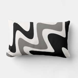 Modern Stylish Black White Grey Lumbar Pillow