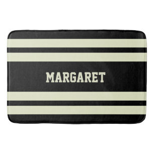 Modern stylish black white monogram name bath mat