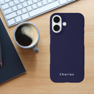 Modern Stylish Blue Bold Monogram Masculine iPhone 16 Case