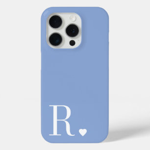 modern stylish blue monogram initial iPhone 15 pro case