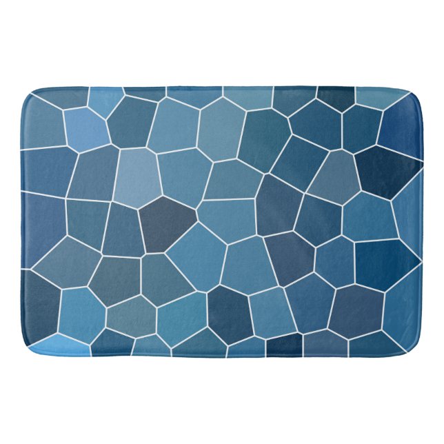 Modern Stylish Blue Pattern Bath Mat (Front)