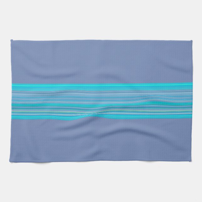 Modern Stylish Blue Striped Pattern Kitchen Towel (Horizontal)