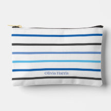 Modern Stylish Blue Stripes Make Up Bag