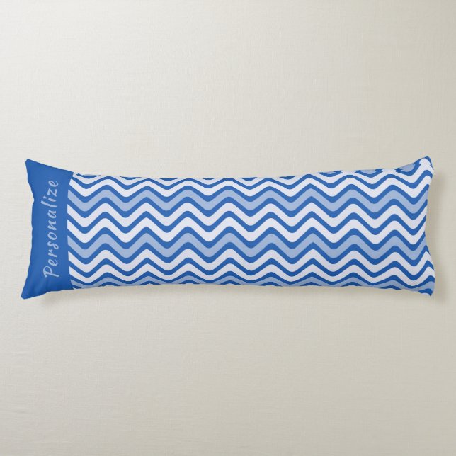Modern Stylish Blue Wavy Personalized Bedding Body Pillow (Front)