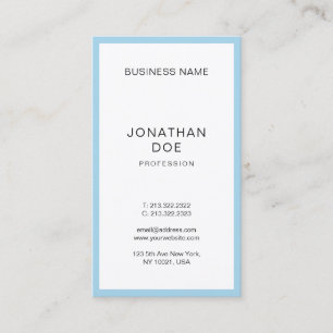 Modern Stylish Blue White Simple Professional Top Business Card