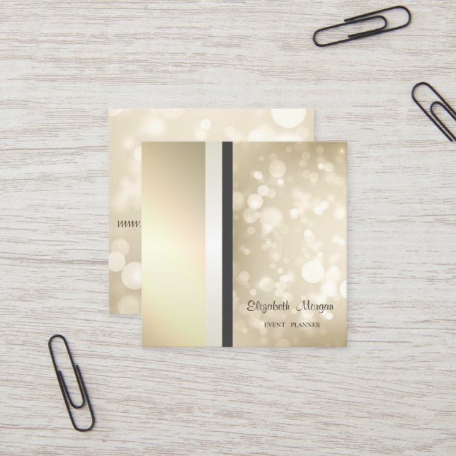 Modern Stylish Bokeh Geometric,Striped Square Business Card (Front/Back In Situ)