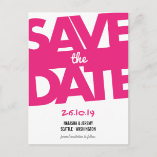 Modern Stylish Bold Tilt Typography Save The Date Announcement Postcard