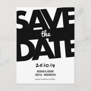 Modern Stylish Bold Tilt Typography Save The Date Announcement Postcard
