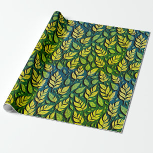 Modern Stylish Brown Autumn Leaves Wrapping Paper