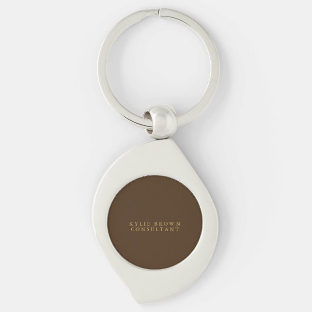 Modern Stylish Brown Gold Professional Keychain (Front)