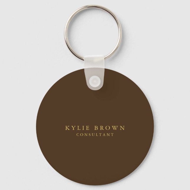 Modern Stylish Brown Gold Professional Keychain (Front)