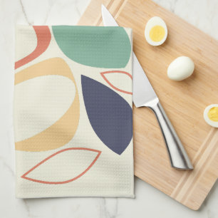 Modern Stylish Burnt Orange Blue Abstract Pattern Kitchen Towel