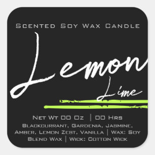 Modern Stylish Candle Label Plain Black Lemon