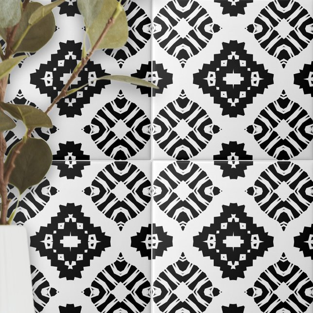 Modern Stylish Chic Black and White Geometric Tile (Creator Uploaded)