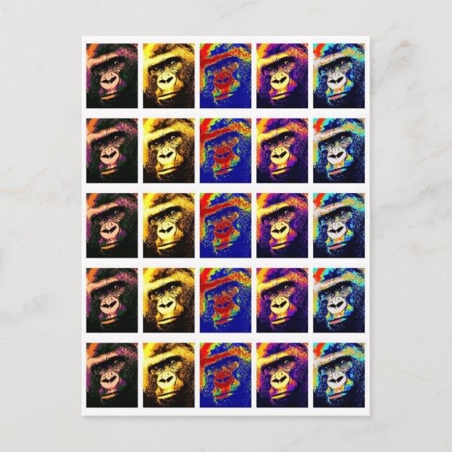 Modern Stylish Chic Gorillas Pop Art Post Card (Front)