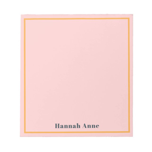 Modern Stylish Chic Trendy Pink & Orange Notepad (Front)